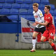 Harry Brockbank surges down the wing for Wanderers against Liverpool Under-21s