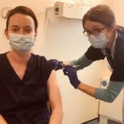 Dr Helen Wall getting the vaccination during the Covid outbreak