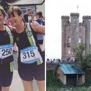 Lisa, left and Rona, right, will be running over 52 miles to Broadway Tower. Tower image: Michelle Ward