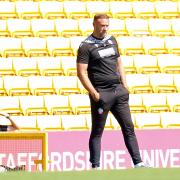 Ian Evatt in the technical area during the first half at Port Vale