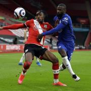 Southampton striker Daniel N’Lundulu in action against Chelsea defender Anthony Rudiger