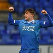Conor Carty celebrates his goal against Tranmere Rovers.