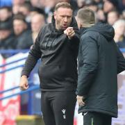 Ian Evatt voices his displeasure at the fourth official during Saturday's game against Oxford United.