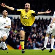 Henrik Pedersen scores his first goal in the Premier League at Leeds United in 2002