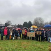 Residents at the protest on the land in January