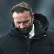Ian Evatt looks downbeat at the final whistle after Wanderers' 2-1  defeat at Derby County.