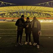 From left; Bolton Wanderers CEO Neil Hart, BWitC CEO Phil Mason and Urban Outreach CEO Dave Bagley attend the first Wanderers sleepout