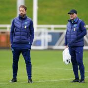 Steve Holland in England training with Gareth Southgate