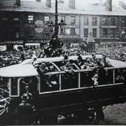Bolton Wanderers players bring the 1923 FA Cup back to the town