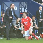 Ian Evatt barks orders from the touchline in the play off semi final against Barnsley