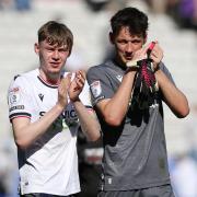 Conor Bradley and James Trafford say farewell to the Bolton Wanderers fans