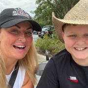Dillon with his mum in Texas for breakthrough treatment