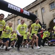 Children set off in the Ironkids event on Saturday