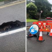A sinkhole opened up on Briggs Fold Road in Egerton yesterday