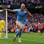 Erling Haaland scores a fourth goal of the game for Manchester City as they hammered Manchester United last season - can the luck rub off on Wanderers?