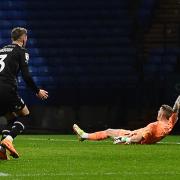 Elias Kachunga scores the winning goal for Bolton against Barrow in the EFL Trophy