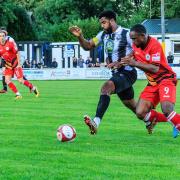 Jordan Fagbola in action against Bradford. Picture by David Featherstone