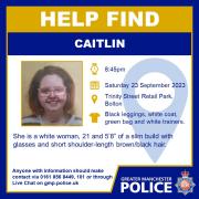 Police have launched an appeal to find Caitlin, 21, from Bolton