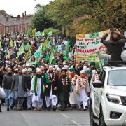Muslims taking part in the parade