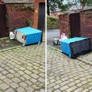 The bin which was dumped in the back street
