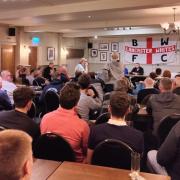 A full house at the Lancaster Whites for the visit of Wanderers boss Ian Evatt