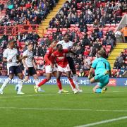 Randell Williams' shot flies into the net to give Wanderers the lead at Charlton