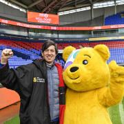 Vernon Kay completes his Ultra Ultra Marathon Challenge for BBC Children in Need on BBC Radio 2 at the Toughsheet Community Stadium in Bolton on Friday 17th November 2023.Photo by James Watkins