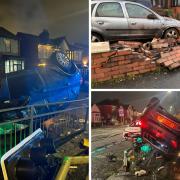 A car crashed into a wall and overturned last night