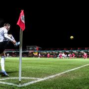 Aaron Morley curls in a corner against Accrington Stanley in midweek