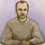 Court sketch of PC Dean Dempster