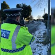 A police officer carrying out speed enforcement on the estate in January