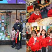 Clarendon Primary School pupils have put up an eye-catching display in the town centre