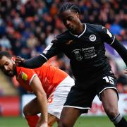 Nathaniel Ogbeta in action for Swansea against Blackpool