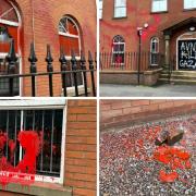 Town centre office building severely vandalised