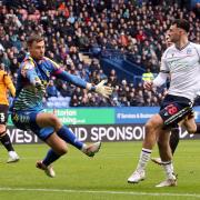 Aaron Collins produces a neat finish for his first Bolton Wanderers goal