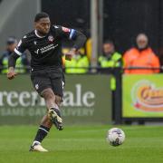Ricardo Santos plays the ball out during Wanderers' 2-2 draw at Exeter City