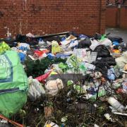 Rubbish on the corner of Back Dijon Street and Back Willows Lane South in Deane in January