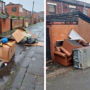 Fly tipping was left strewn across the street