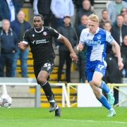 Cameron Jerome battles with Bristol Rovers' Connor Taylor Picture: CameraSport