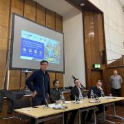 Mayor Andy Burnham (Labour), Trafford councillor Michael Welton (Green), and Stockport Lib Dem councillor Jake Austin attended the hustings