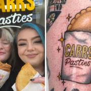 Amy Lofthouse has had a Carrs pasty tattooed onto her