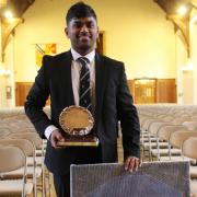 Bolton School’s Keshana Fonseka with his award