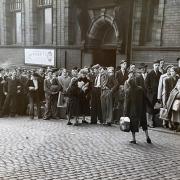 Trinity Street Station queue, 1950s