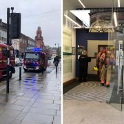Firefighters were called to a town centre building this afternoon