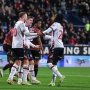 Bolton Wanderers' Marcus Forss celebrates scoring his side's third goal