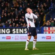 Bolton Wanderers' Sam Dalby reacts after his shot is saved