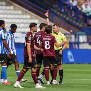 Xav Simons is sent off in Saturday's 1-0 defeat at Sheffield Wednesday