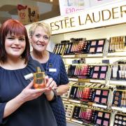 BEAUTY: Christina Collier and counter manager Alison Mitchell, at the Estee Lauder counter
