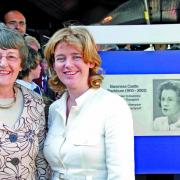 LEGACY: Sonya Hinton, left, a niece of Barbara Castle, unveiled the train name plate and met Bolton West MP Ruth Kelly