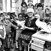 Nursery youngsters with Mrs Lomax, from the RSPCA